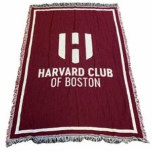Harvard Club Of Boston Woven Afghan Blanket NEW 54” x 70”